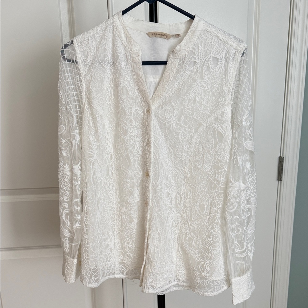 Soft Surroundings Ivory Lace Blouse